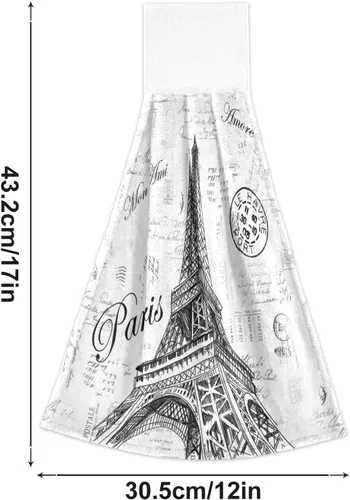 Miniatura 3 de Nander Toalla de algodón Paris Eiffel Tower, 2 toallas absorbentes para baño, lavable a máquina