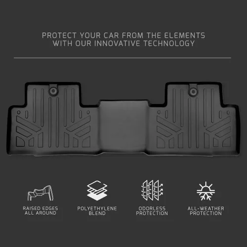 Miniatura 3 de SMARTLINER Alfombrillas negras de segunda fila para todo tipo de clima, compatibles con Volvo XC40 Recharge 2021-2023, recarga Volvo C40 2022-2023