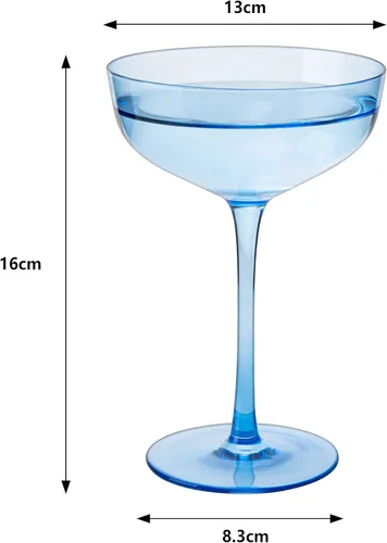 Miniatura 3 de Juego de 4 copas de champán azul océano, copas de Martini y cóctel de cristal de alta calidad de 7 onzas, cristalería tintada elegante