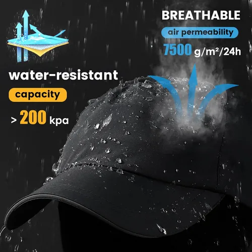 Miniatura 37 de Gorra de béisbol impermeable para hombre, sombrero de lluvia plegable para correr al aire libre, sombrero de pesca solar