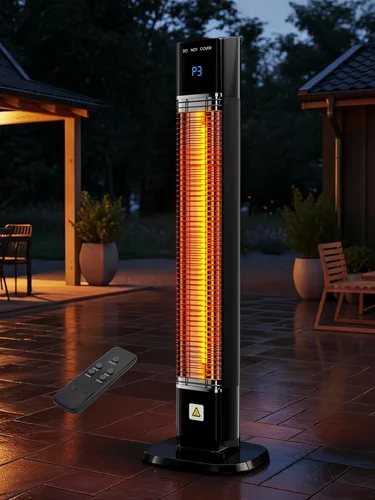 Uthfy Calentador eléctrico para patio al aire libre, calentador infrarrojo de 1500 W con temporizador de 24 horas, control remoto, impermeable,