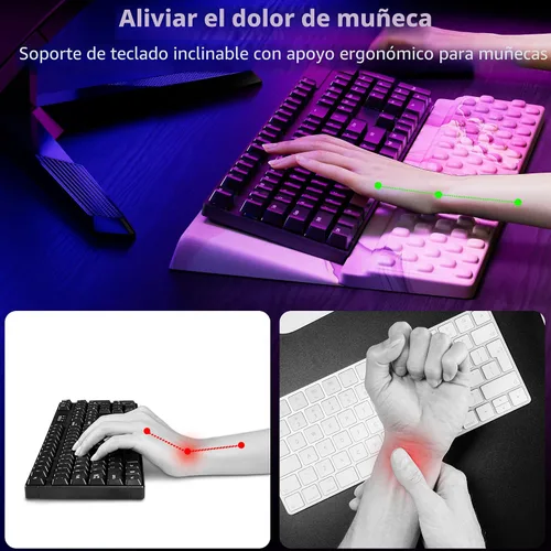 Miniatura 2 de Ospelelf Reposamuñecas para teclado, cómodo soporte ergonómico para teclado para oficina y hogar Rosa