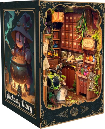 Miniatura 2 de Kit de manualidades para rincón de lectura DIY para adultos y adolescentes, rompecabezas de madera 3D en miniatura, kit de casa de muñecas