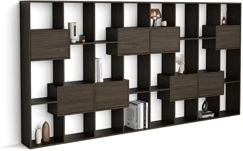 Miniatura 11 de Mobili Fiver, Iacopo XS Estantería con puertas de panel (63.31 x 31.5 pulgadas), color negro Ashwood, Made in Italy