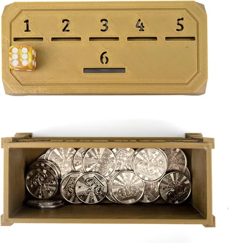 Miniatura 4 de Juego de centavo con 30 monedas de metal, 1 dado, juego de gota de monedas, un divertido juego de mesa clásico.
