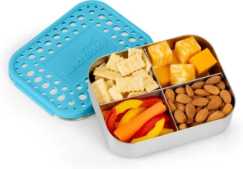Miniatura 12 de LunchBots Medium Uno - Recipiente para sándwiches de acero inoxidable, diseño abierto para envolturas, ensaladas o comidas pequeñas, ecológico, apto