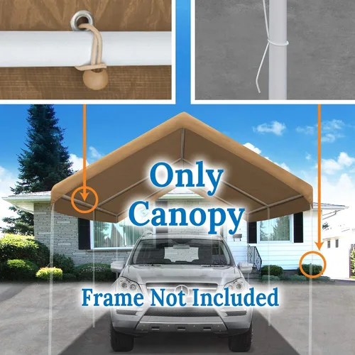 Miniatura 4 de BenefitUSA Canopy ONLY Toldo de repuesto de 10 x 20 pies, para exteriores, cubierta de lona con bolas elásticas (bronceado)