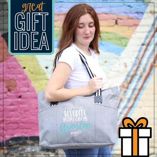 Miniatura 94 de Brooke & Jess Designs Bolso de mano para la abuela – Bolso de lona resistente con cremallera y bolsillo interior para la abuela para uso diario