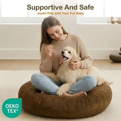 Miniatura 3 de Codi Cojines de meditación grandes – Almohadas redondas de suelo para adultos con funda extraíble lavable, cojín de suelo suave y de apoyo para Café