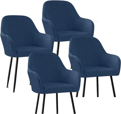 Miniatura 55 de Fundas protectoras de terciopelo elástico para sillas de comedor con brazos y respaldo curvado pequeño, juego de 6/4/2 para cocina, oficina, hogar