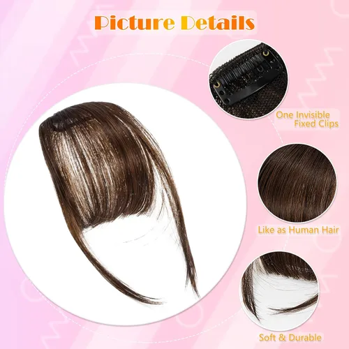 Miniatura 4 de 2 extensiones de cabello con clip, extensiones de cabello francés con flecos, extensiones de cabello de una pieza con clip en la parte delantera