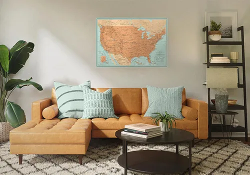 Miniatura 5 de Pin Adventures Push Pin Map of United States Póster detallado de mapa grande de Estados Unidos Arte de pared de mapa de viajes de Estados Unidos