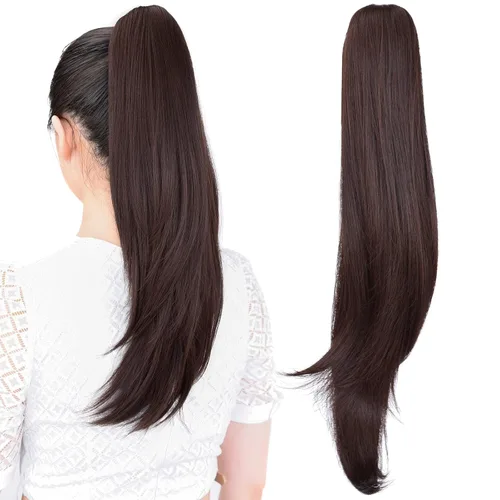 Miniatura 24 de Extensión de cola de caballo, extensiones de cabello con clip de garra de 24 pulgadas, extensiones de cabello largo y lacio, extensión de cabello