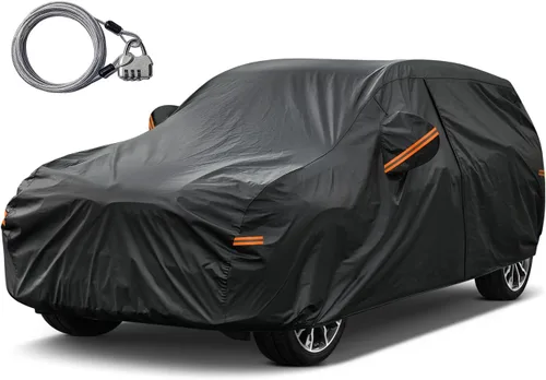 Miniatura 10 de Kayme Funda impermeable para automóvil sedán, para todo tipo de clima, con cerradura y cremallera, protección contra la lluvia solar UV al aire