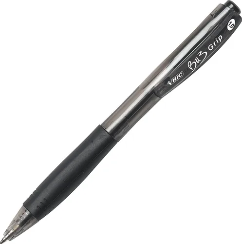 Miniatura 3 de BIC BU3 Grip - Bolígrafo retráctil, punta media (0.039 pulgadas), negro, bolígrafo negro para escuela y oficina, 12