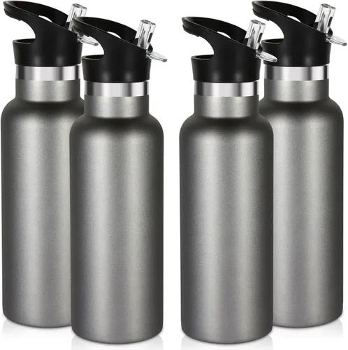 Miniatura 8 de Volhoply Botella de agua aislada para niños de 17 onzas, botellas de agua de acero inoxidable con tapa con pajilla, botella de agua de metal al