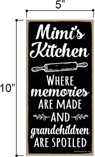 Miniatura 2 de Honey Dew Gifts, Mimi's Kitchen where Memories are Made, 75579 - Letreros colgantes de 10 x 5 pulgadas, arte de pared, letrero decorativo de madera