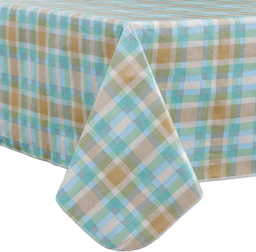 Miniatura 31 de Mantel de vinilo resistente con reverso de franela, mantel de plástico impermeable a prueba de aceite, resistente a las manchas, limpiable, cubierta