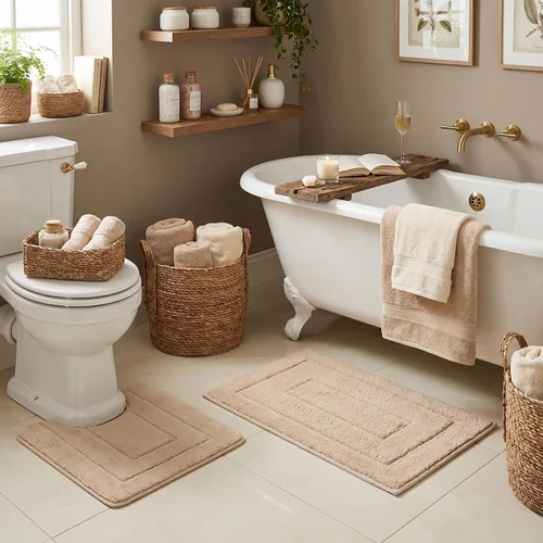 Miniatura 43 de GRANNY SAYS Juego de 2 alfombras de baño suaves para baño, alfombras de baño antideslizantes y lavables, alfombras de baño absorbentes para bañera