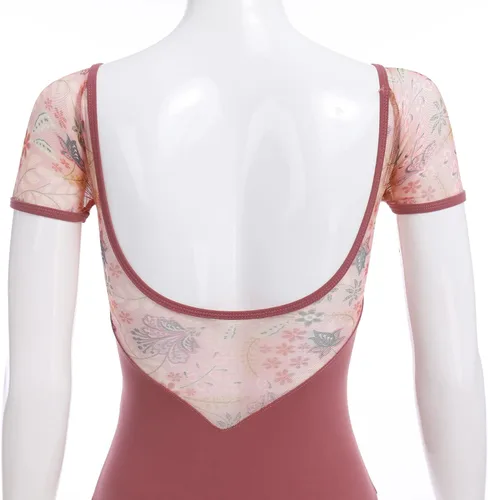 Miniatura 9 de AFAVOM Leotardos de ballet para mujeres adultas con estampado de flores de mariposa sin espalda, leotardos de gimnasia con brasier y prácticas