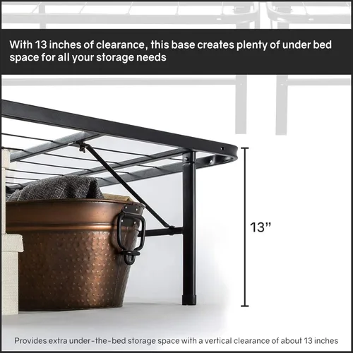 Miniatura 2 de Base de cama Quickbase de metal de 14 pulgadas con colchón de espuma de alta densidad de 5 pulgadas, parte superior firme media, 75 x 30, gris