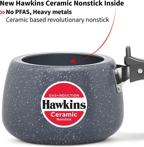 Miniatura 7 de Hawkins Olla a presión antiadherente de cerámica, cocina de tapa interior de inducción, cocina en forma de contura de granito, mejor cocina, azul