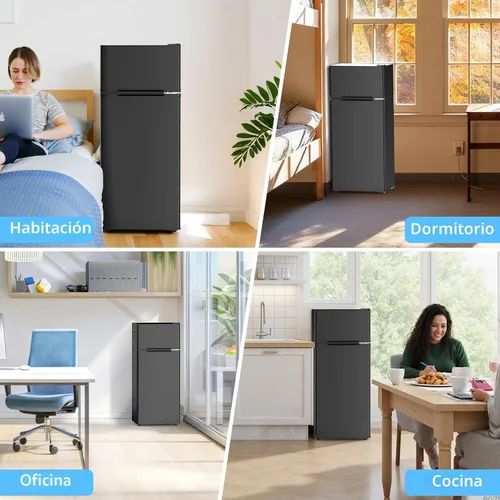 Miniatura 7 de COWSAR - Refrigerador compacto de 4.5 pies cúbicos para dormitorio con congelador, refrigerador de 2 puertas con 2 estantes removibles, termostato