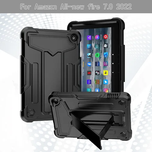 Miniatura 2 de EpicGadget Funda para tablet Amazon Fire 7 (12ª generación, lanzada en 2022) – Funda híbrida resistente a los impactos con soporte + 1 lápiz