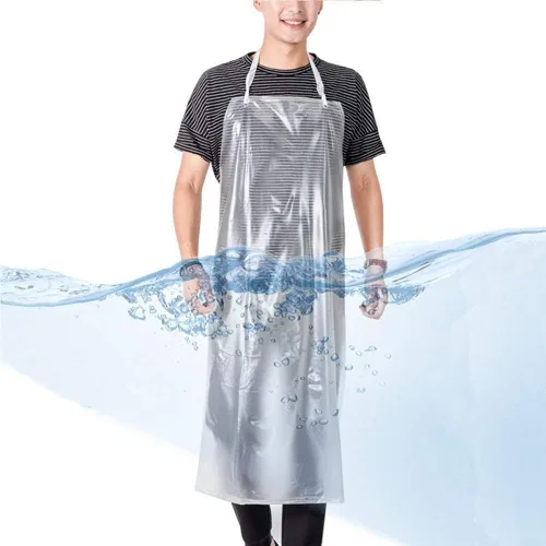 Miniatura 5 de Delantal unisex de 47 x 27.5 pulgadas resistente al agua de PVC transparente hecho de vinilo