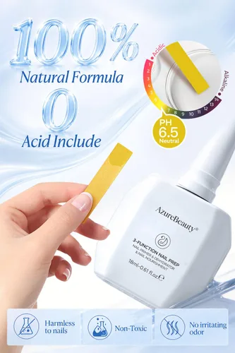 Miniatura 6 de AZUREBEAUTY Deshidratador de uñas de 0.6 fl oz y capa base de imprimación, preparación nutritiva de uñas 3 en uno, sin ácidos y sin hema, secado