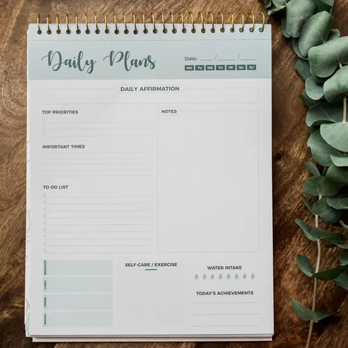Miniatura 4 de Agenda diaria con espiral, 100 hojas sin fecha, bloc de notas de escritorio, calendario motivacional, organizador, rastreador de productividad