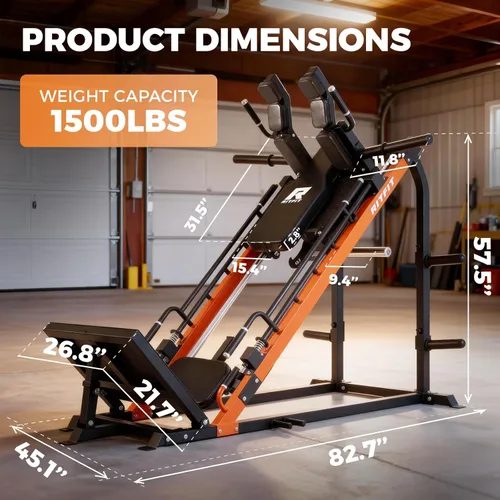 Miniatura 2 de RitFit Máquina de sentadillas 3 en 1 para gimnasio en casa, capacidad de 1500 libras, diseño compacto que ahorra espacio con múltiples ángulos