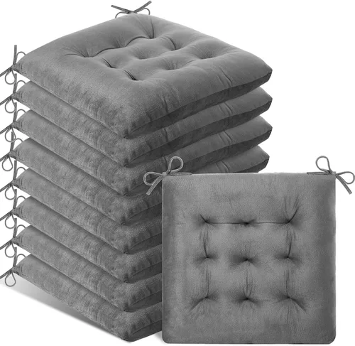 Miniatura 8 de Roowest Paquete de 9 Cojines de Asiento Almohadillas para Sillas con Lazos Alfombrilla Antideslizante para Sillas de Cocina Oficina Sillas