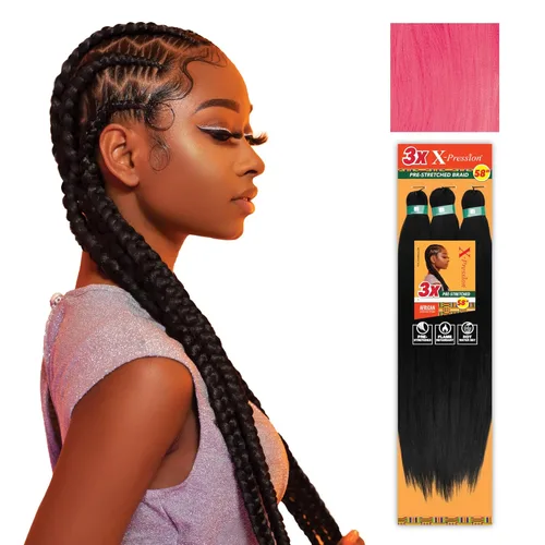 Miniatura 48 de Sensationnel X-Pression - Trenzas prestiradas, 3 unidades, 58 pulgadas, paquete de 1 unidad, 1B