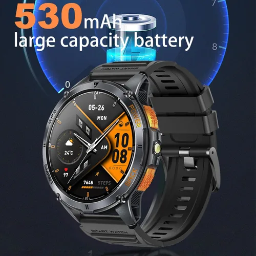 Miniatura 7 de Yihou Reloj inteligente militar para hombre, reloj de fitness, rastreador de actividad física con brújula GPS, linterna con monitor de frecuencia