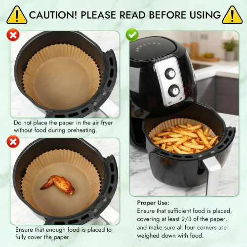 Miniatura 6 de BYKITCHEN 300 PCS forros desechables pequeños para freidora de aire de 2 a 5 QT, forros redondos de papel pergamino para freidora de aire