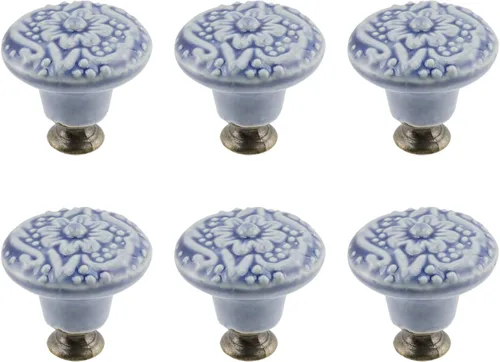 Miniatura 16 de Geesatis 4 pomos de cerámica para gabinetes de cocina, pomos redondos vintage de un solo agujero para cajones y armarios, con tornillos de montaje