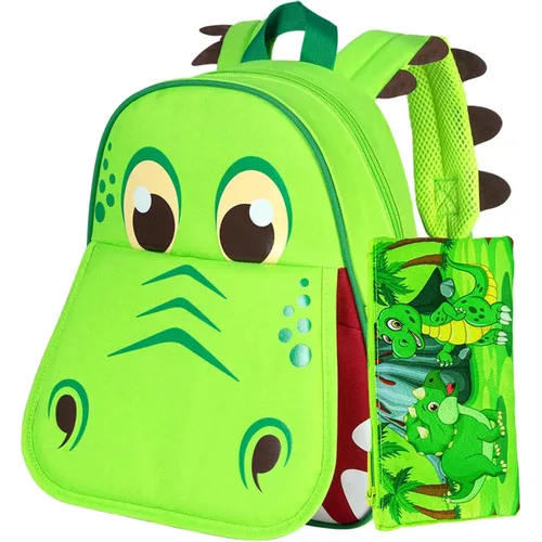 gxtvo Mochila de dinosaurio para niños, mochila preescolar para niños pequeños, mochila escolar de animales de dibujos animados de 12 pulgadas
