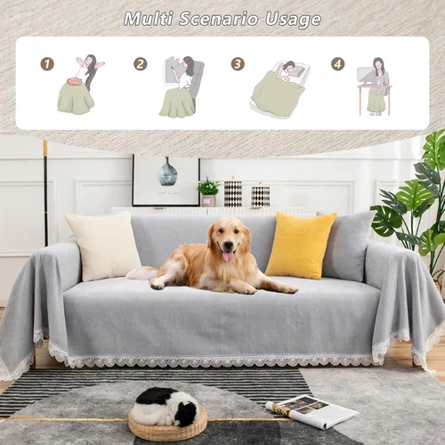 Miniatura 6 de ROOMLIFE Fundas grises de diseño minimalista para sofá modular, fundas de felpilla suave para sofá de 2 a 3 cojines, silla reclinable, sofá biplaza