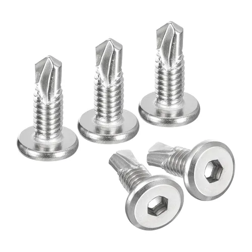 Miniatura 17 de uxcell Tornillos Autorroscantes de Hexágono Interior, 1/4 x 1-5/8" Tornillo de Perforación de Cabeza Plana de Chapa de Acero Inoxidable 410, 100
