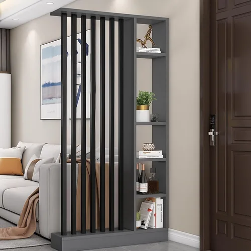 Miniatura 10 de Divisor de habitación de piso a techo con estantes, pantalla de división independiente, muebles divisores de habitación de estilo industrial
