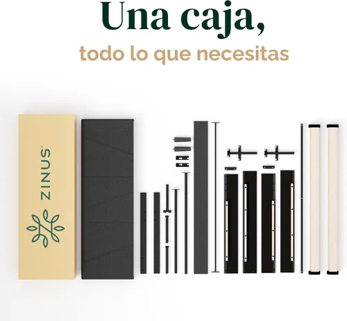 Miniatura 8 de Zinus - Base de cama Maya tapizada tamaño Full con cabecero asimétrico, listones de madera duraderos, estructura resistente, sueño sin ruido,