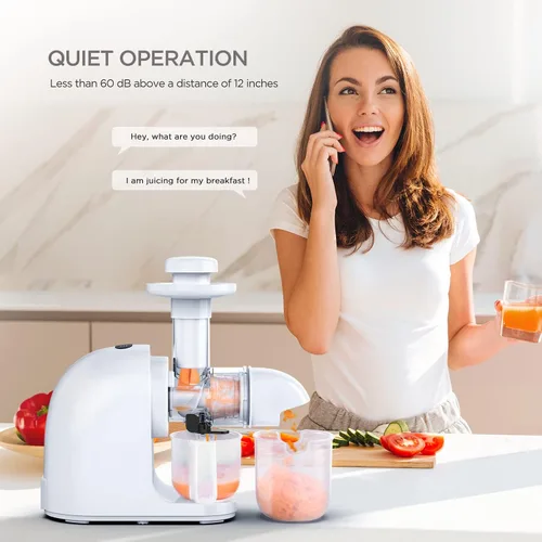 Miniatura 4 de Iurrek E3C - Extractor de jugo, exprimidor lento con función inversa, motor antigoteo y silencioso, tornillos de cerámica sin BPA, para frutas