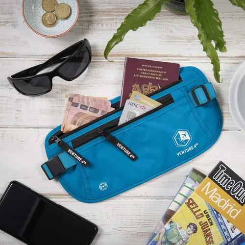 Miniatura 6 de VENTURE 4TH Cinturón de dinero de viaje, soporte delgado para pasaporte, bolsa de viaje con bloqueo RFID para proteger efectivo, tarjetas de crédito