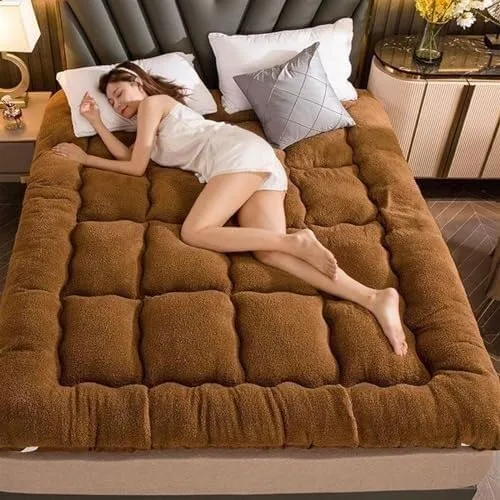 Miniatura 10 de Colchón de futón japonés de felpa gruesa, diseño plegable y enrollable de 4 pulgadas, sofá cama convertible portátil y almohadilla para dormir