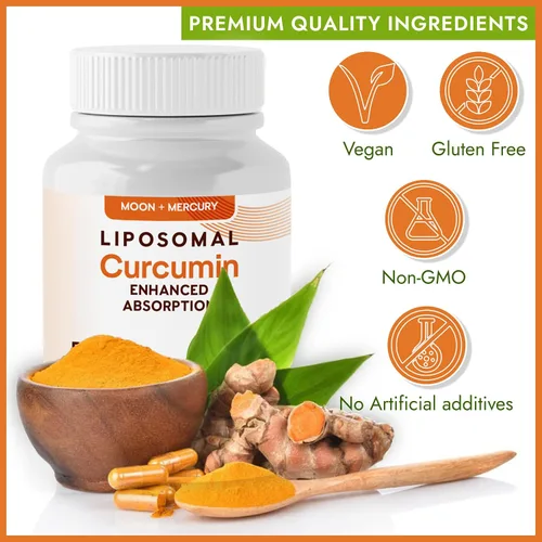 Miniatura 5 de Curcumina de cúrcuma liposomal 500mg - 60 cápsulas de suplementos de curcumina de cúrcuma