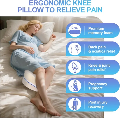 Miniatura 3 de Almohada de rodilla para personas que duermen de lado para dolor de espalda, almohada de piernas para dormir de lado, cojín de espuma viscoelástica