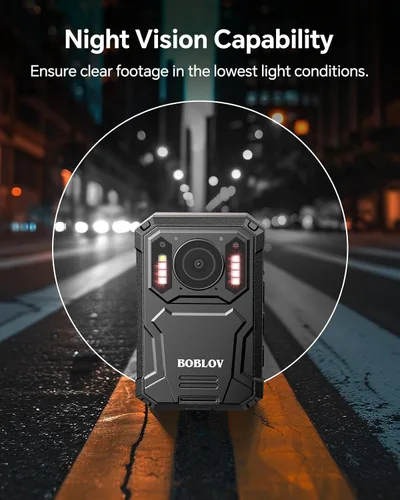 Miniatura 6 de BOBLOV Cámara corporal KJ23Pro 2K, cámara corporal de 256 GB con visión nocturna, batería de 4000 mAh para 15 horas de grabación continua