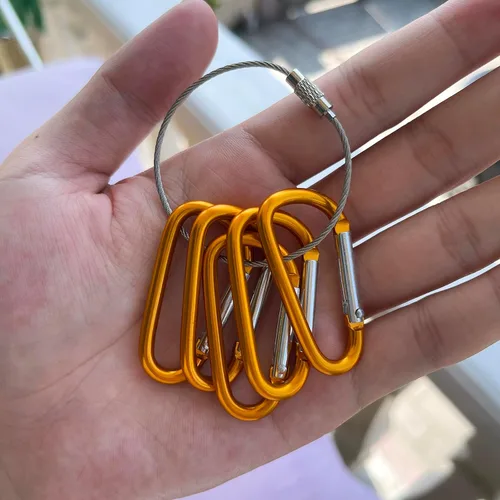 Miniatura 5 de 30 piezas de mosquetones de aluminio, mosquetones de resorte en forma de D de 2" con 30 llaveros de gancho para llavero