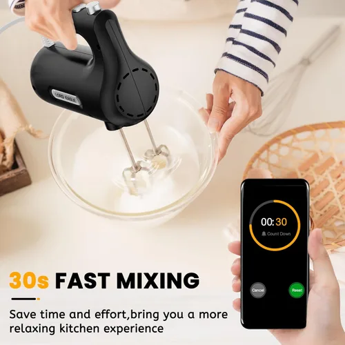 Miniatura 5 de Lord Eagle Batidora de mano eléctrica de 5 velocidades, batidora de mano compacta de 300 W, batidor de huevos de cocina portátil con 5 accesorios